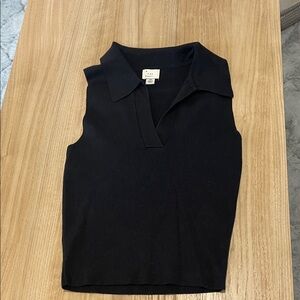 a new day Black Sleeveless Polo Tank Top